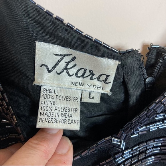 J Kara New York sz Large black sequin fitted spaghetti strap top - Picture 14 of 16